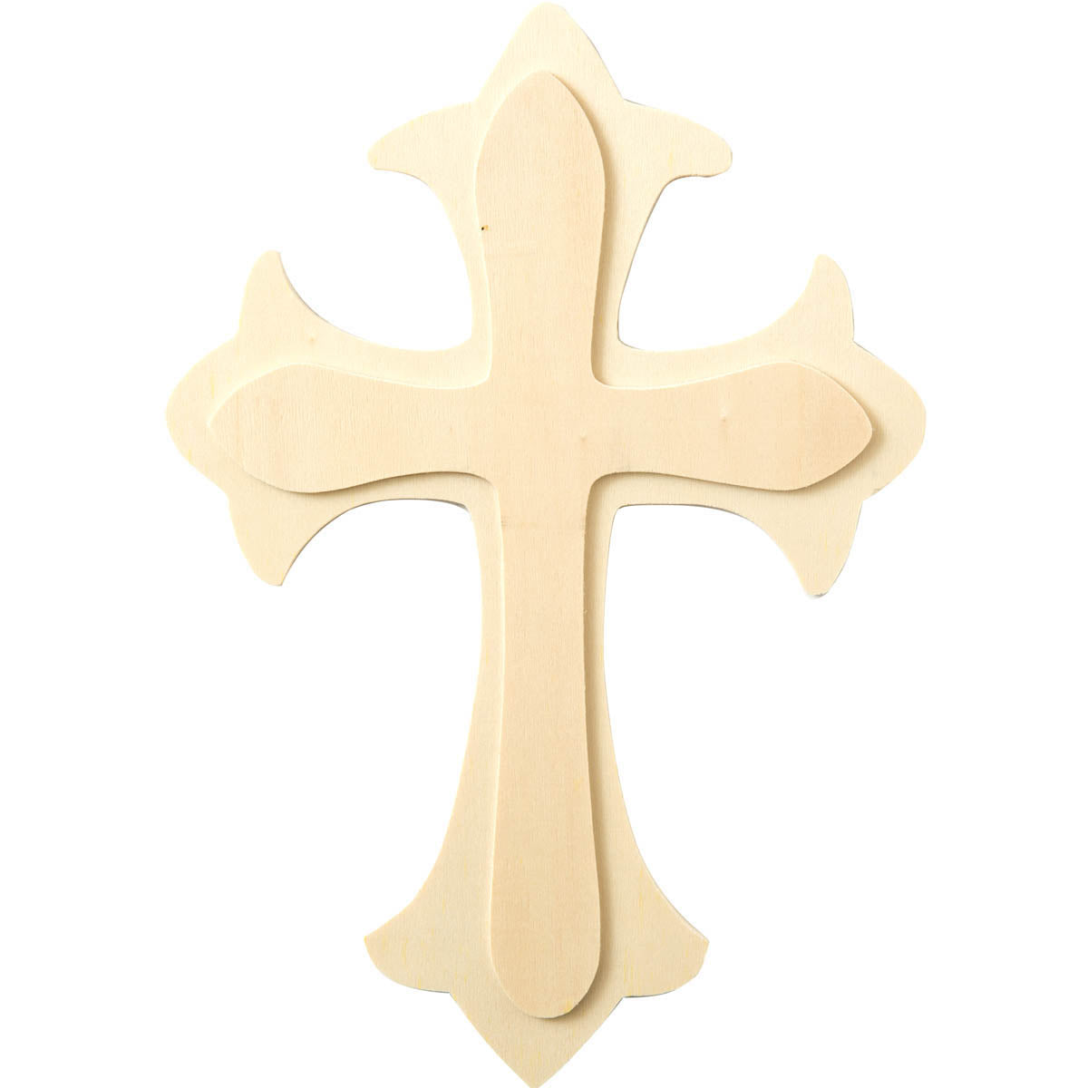 Plaid Crafts Wood Unpainted Large Fleur De Lis Cross 27x20