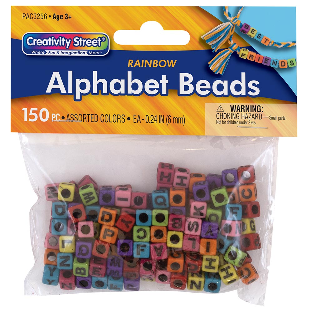 Pacon Creative Hands 6mm Rainbow Alphabet Beads 150 Pcs