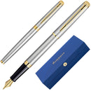 طقم أقلام واترمان هيمسفير ستينلس ستيل مذهب ريشة + جاف