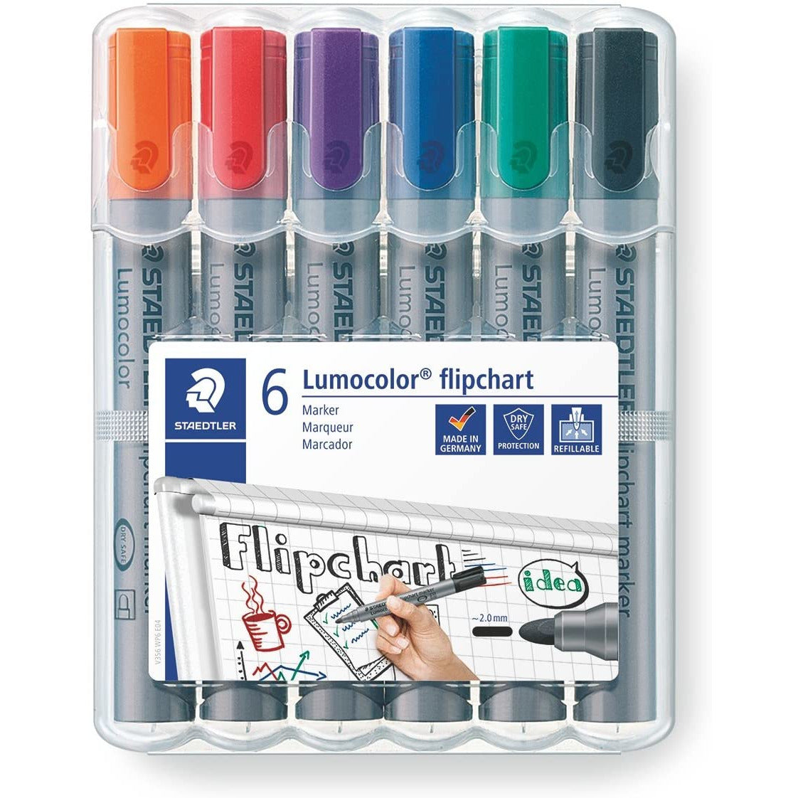 Staedtler Lumocolor 6 Flip Chart Markers - Bullet Point 2mm