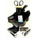 Golden Horse Carousel Desk Top Organizer + 6 pcs Stationery  - Black & Natural Wood