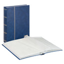 NEW Lindner Standard Unpadded Leather Stamp Stock Book with 48 White Pages & Glassine Strips 230x305mm - Blue