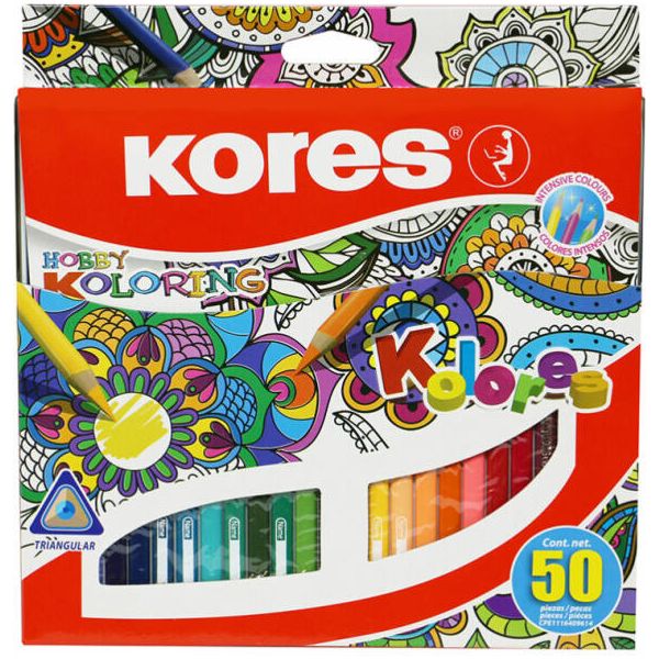 Kores Hobby Intensive Coloring Pencils Triangular Grip - Set of 50 colors