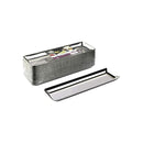 Sabert Mozaik Metal Silver Disposable Plastic Catering Mini Rectangular Plates 6.5x19cm - Pack of 20