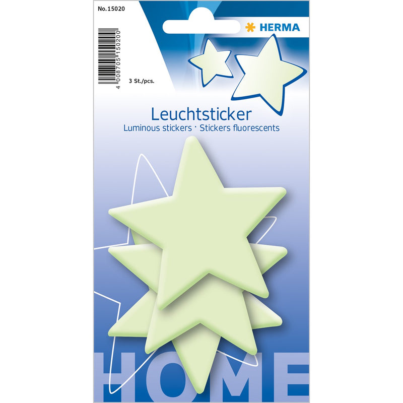 NEW Herma Glow in the Dark Stars Luminous Self Adhesive Stickers - Pack of 3