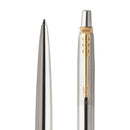 قلم حبر جاف باركر جوتر ستينلس ستيل مع ملقط ذهبي
