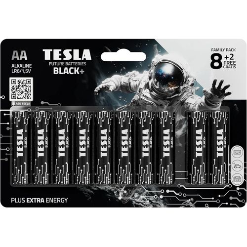 NEW TESLA Future Batteries Black+ Alkaline AA - Pack of 8 +2 FREE