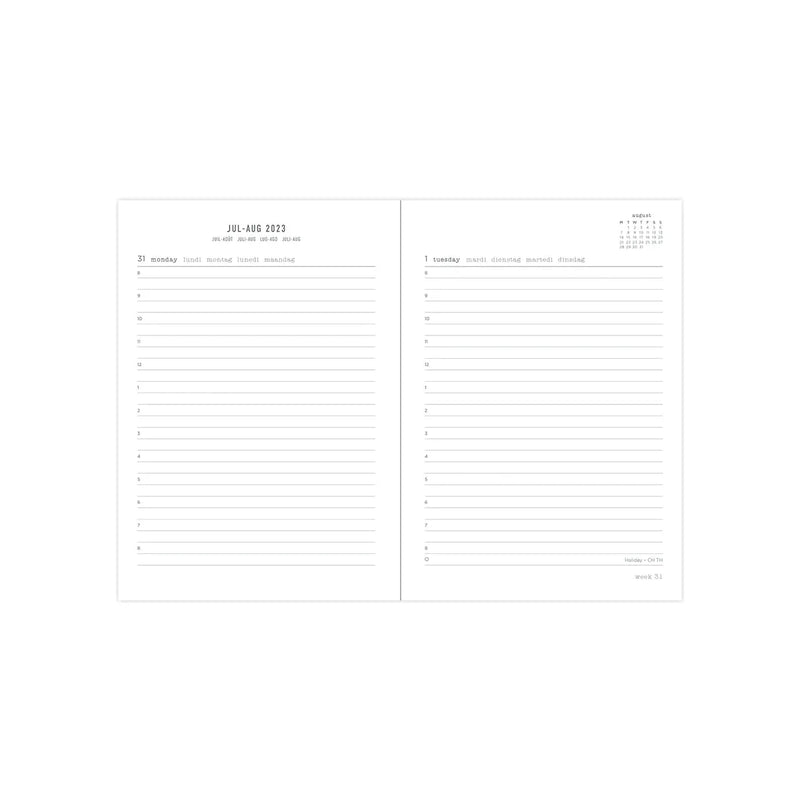 Letts of London Raw A6 Day to a Page Diary with Appointments 2024 - Multilanguage