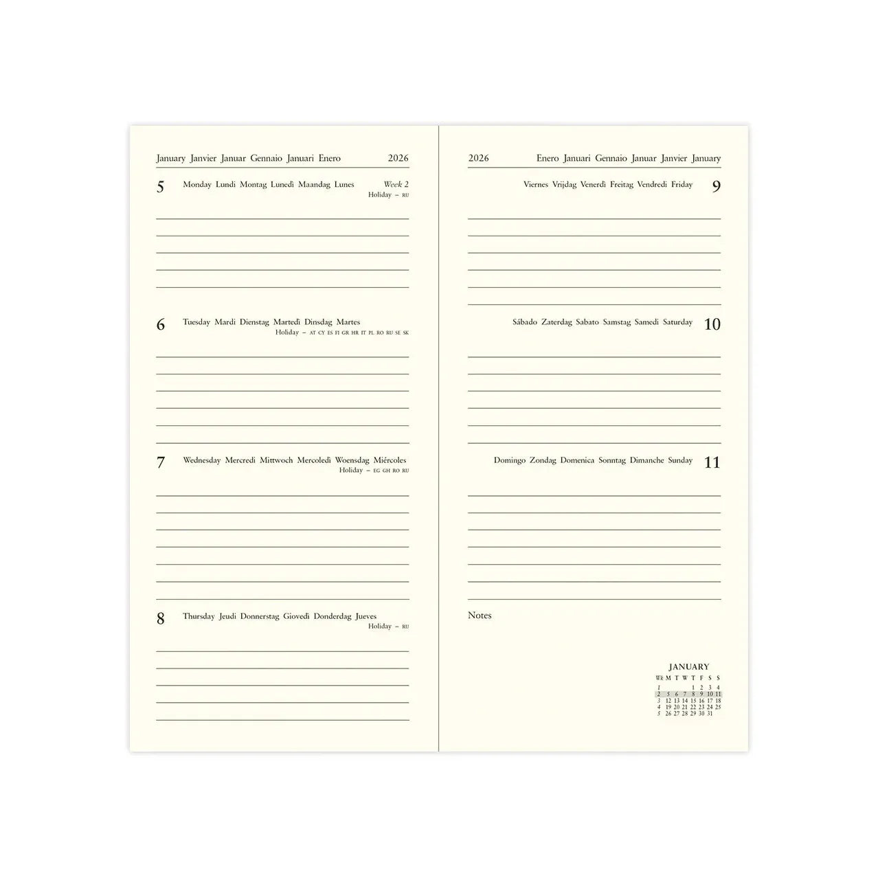 NEW Letts of London Baroque A6 Slim Week to View Diary 2026 - Multilanguage8 NEW Letts of London Baroque A6 Slim Week to View Diary 2026 - Multilanguage8