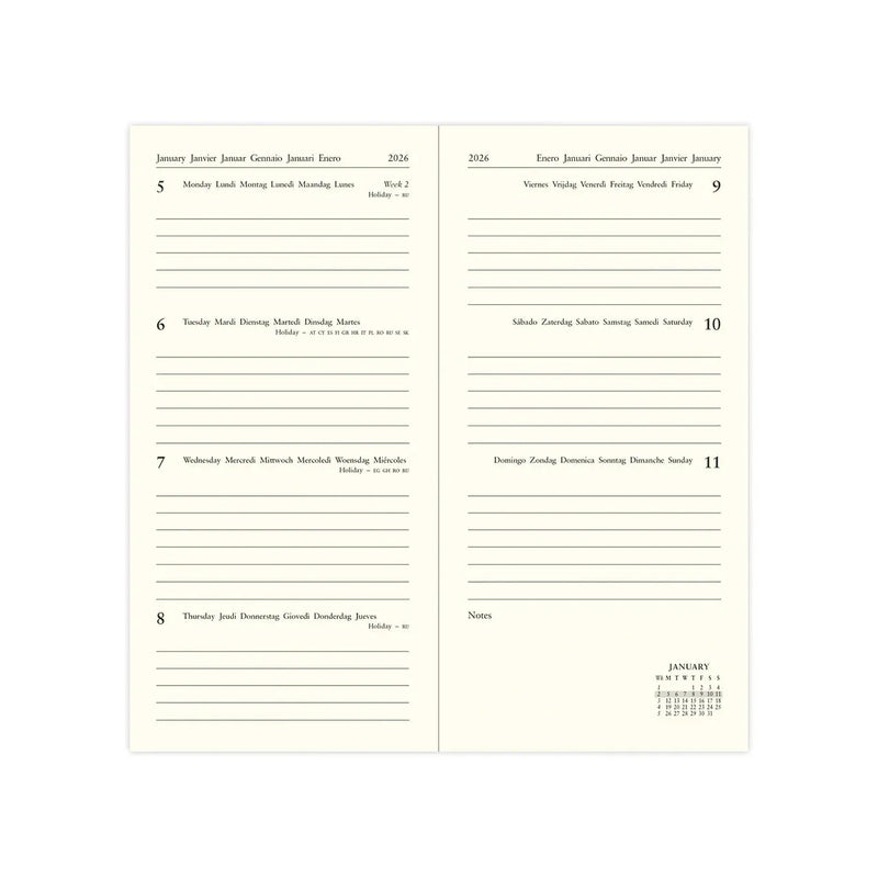 NEW Letts of London Baroque A6 Slim Week to View Diary 2026 - Multilanguage8