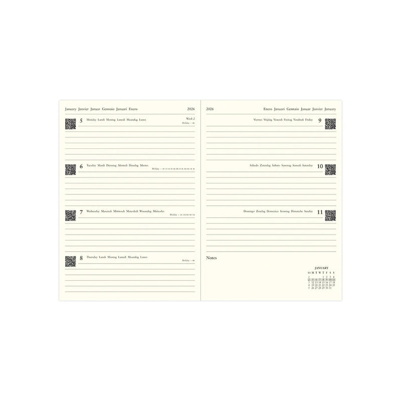 NEW Letts of London Baroque A5 Slim Week to View Diary 2026 - Multilanguage8