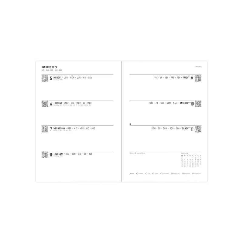 NEW Letts of London Raw A6 Week to View Diary with Appointments 2026 - Multilanguage8