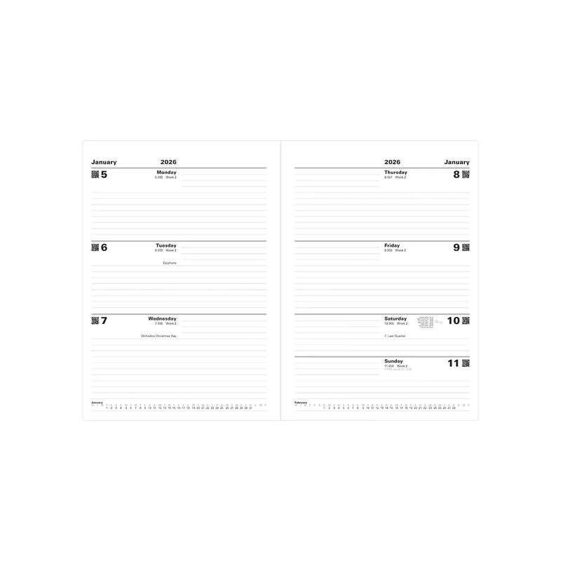 NEW Letts of London Standard A4 Week to View Diary 2026 Black