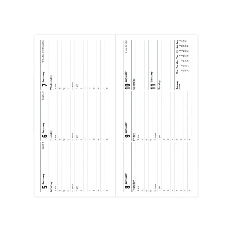 NEW Letts of London Classic Slim Landscape Week to View Pocket Diary with Appointments 2026 - English