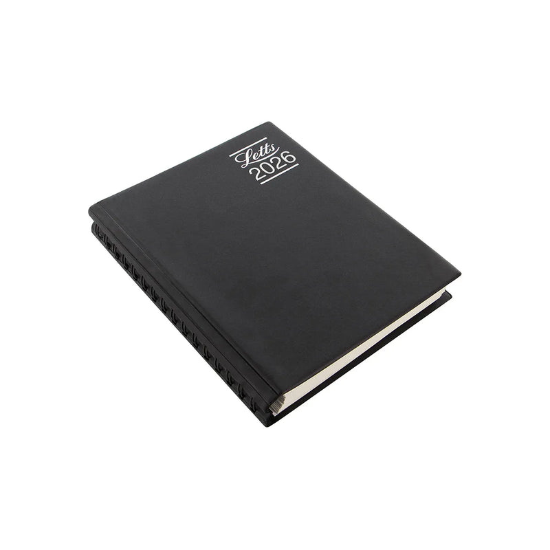 NEW Letts of London Rhino Day to Page with Appts+Notes+Planners Diary 2026 Black A5