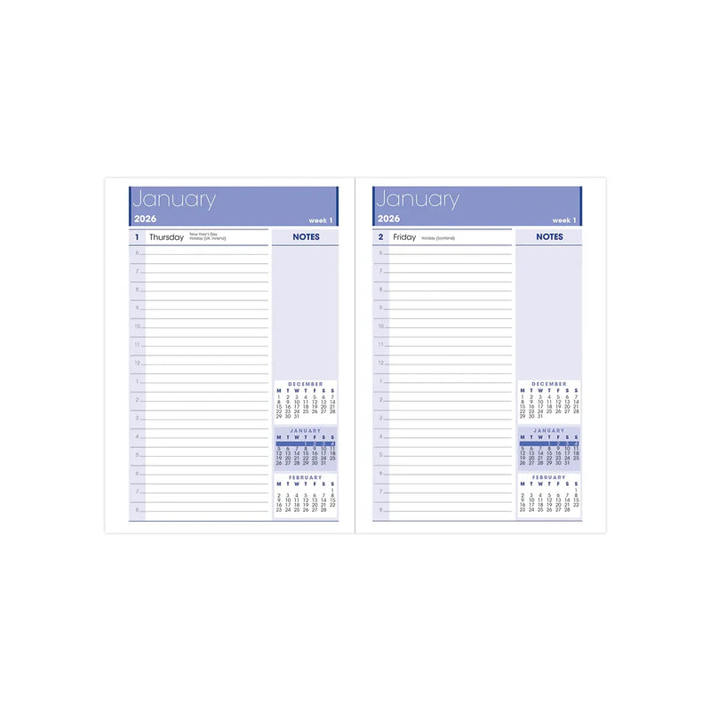 NEW Letts of London Rhino Day to Page with Appts+Notes+Planners Diary 2026 Black A5