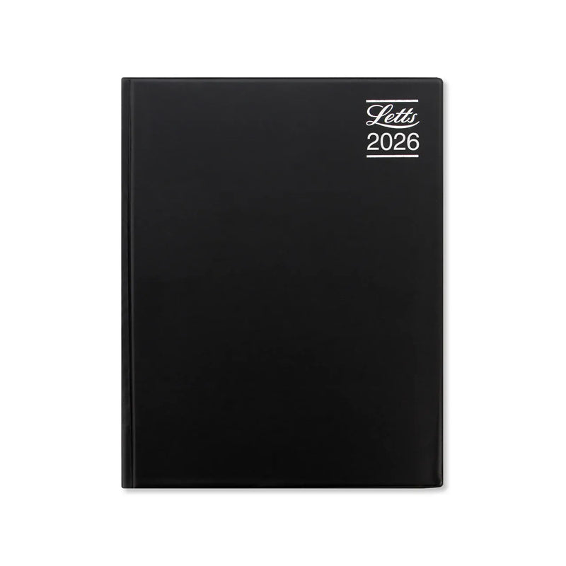 NEW Letts of London Rhino Day to Page with Appts+Notes+Planners  Diary 2026 Black A4