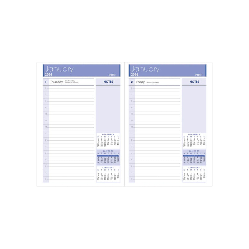 NEW Letts of London Rhino Day to Page with Appts+Notes+Planners  Diary 2026 Black A4