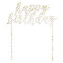 Unique Party Transparent Gold Confetti Happy Birthday Cake Topper 15x18cm