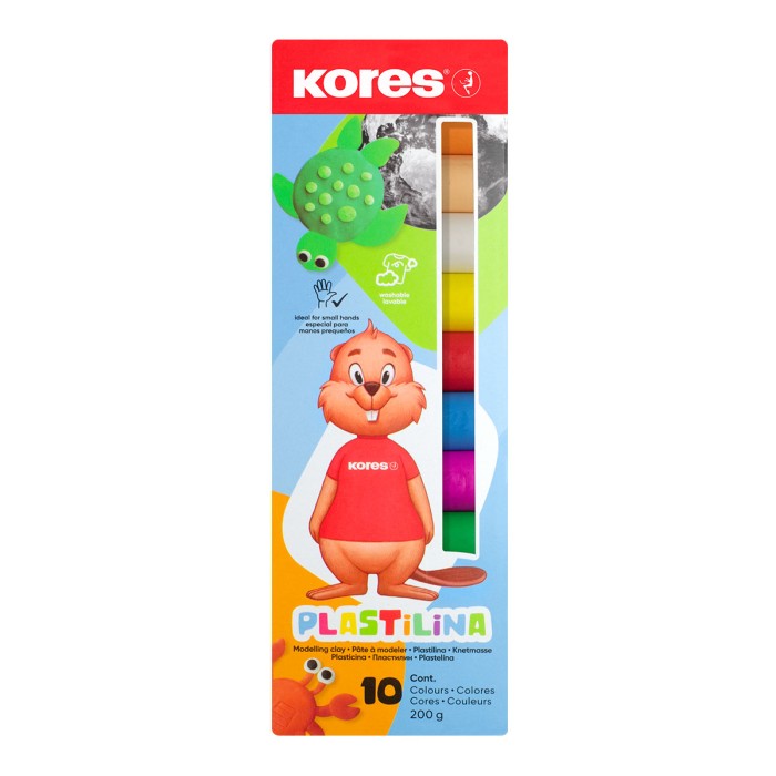 Kores Plastilina Modelling Clay 20g x 10 Bright Colors - 200g