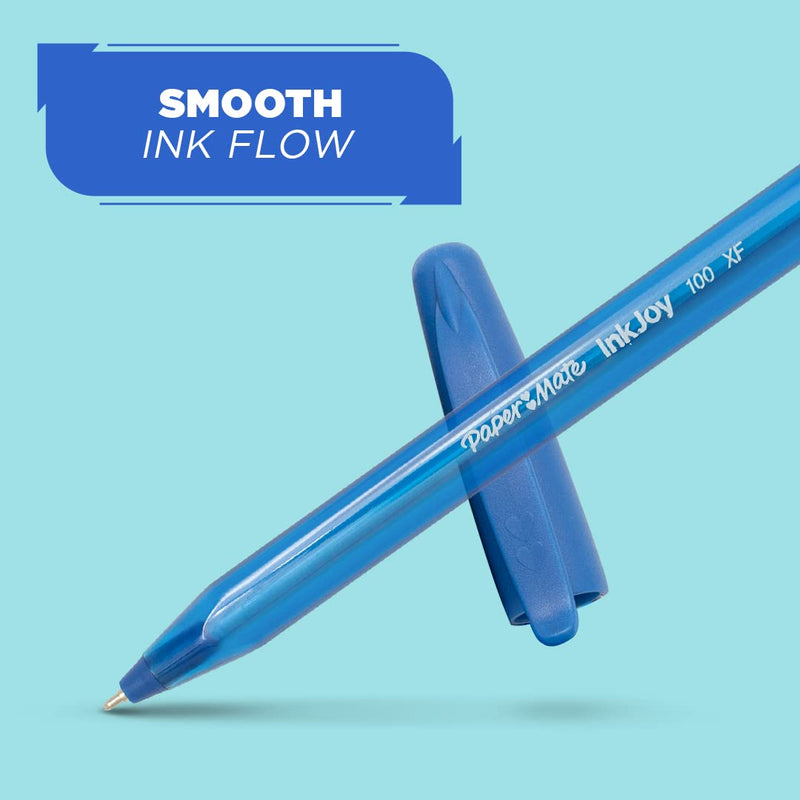 NEW Paper Mate InkJoy 100 Capped Extra Fine 0.5mm Ball Pen Blue