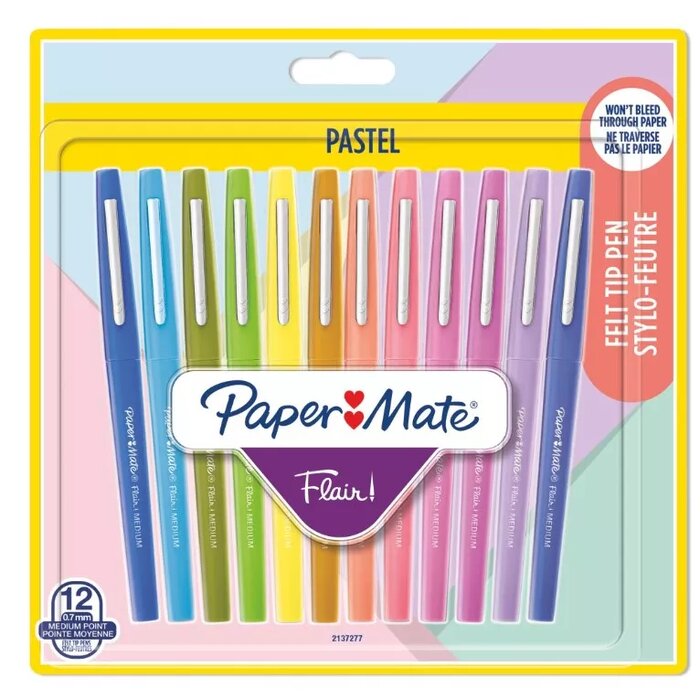 NEW Paper Mate Flair Pastel Ink Medium 0.7mm Felt Tip Pen Set - Pastel