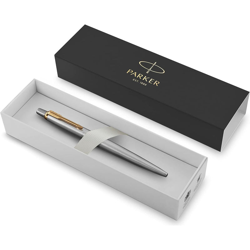 NEW Parker Jotter Stainless Steel with Golden Trim Ballpoint Pen