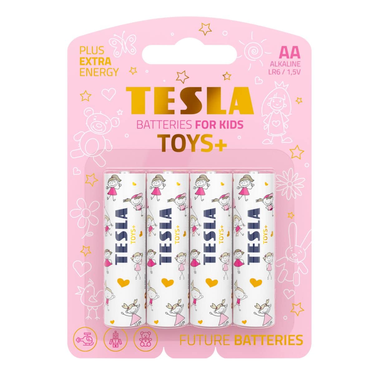 NEW TESLA Future Batteries Toys+ Batteries for Girls Alkaline AA - Pack of 4 NEW TESLA Future Batteries Toys+ Batteries for Girls Alkaline AA - Pack of 4