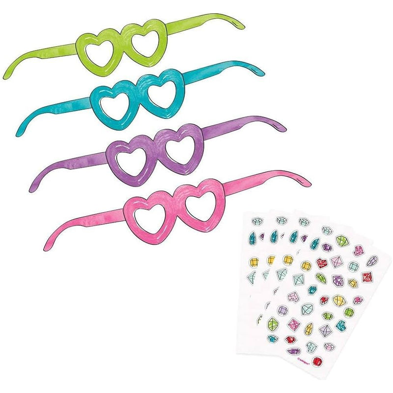 Unique Party Valentine's Craft Kit Glasses & Stickers - Pack of 8