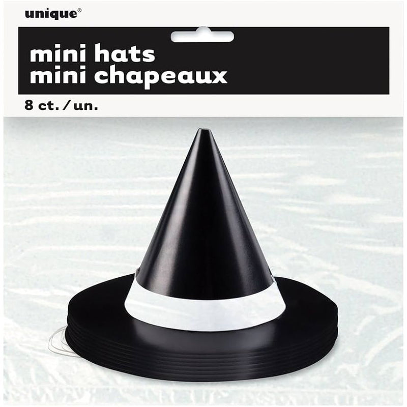 Unique Party Mini Witch Black Hat 11x10cm - Pack of 8