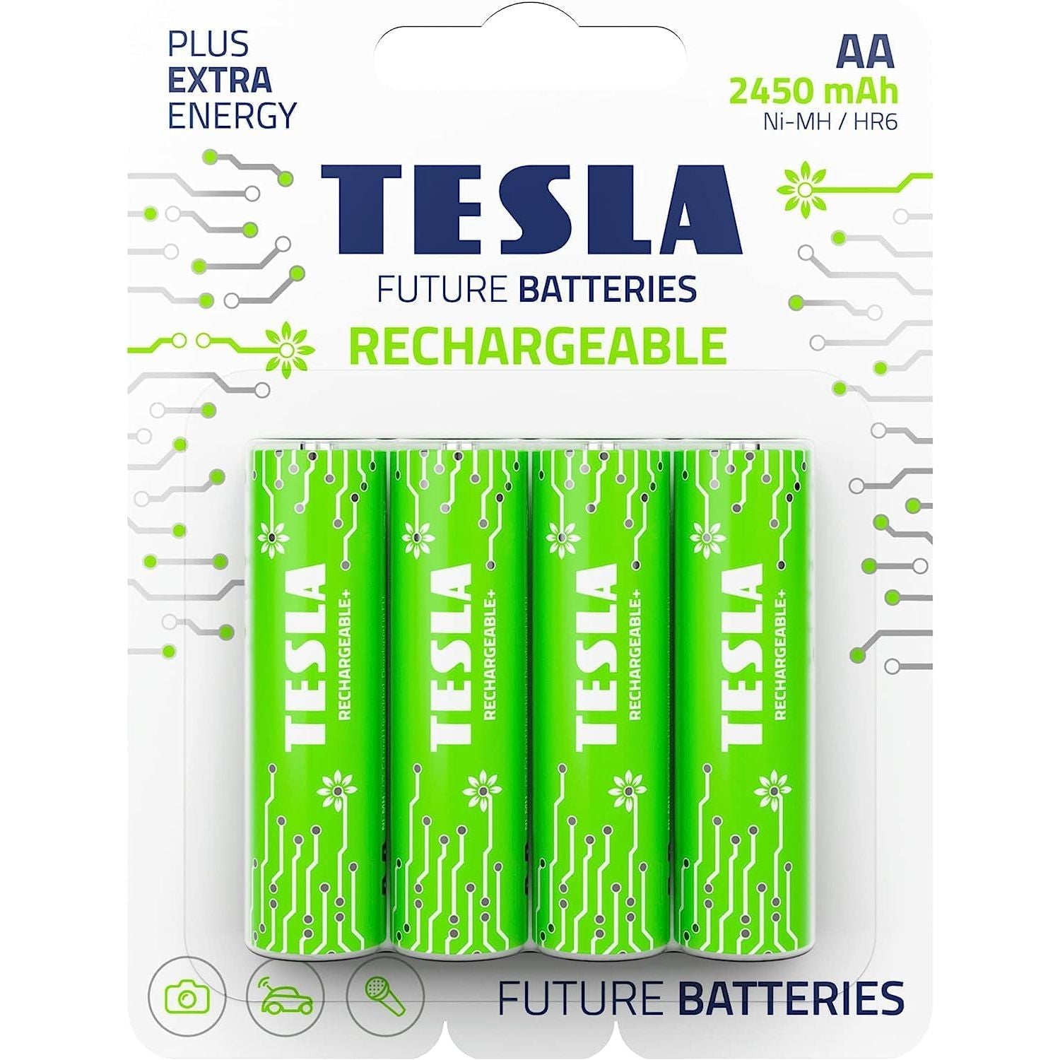 NEW TESLA Future Batteries Rechargable+ AA - Pack of 4 NEW TESLA Future Batteries Rechargable+ AA - Pack of 4