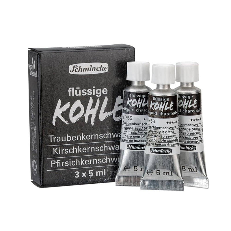 NEW Schmincke Liquid Charcoal 15ml Tubes - Set of 3