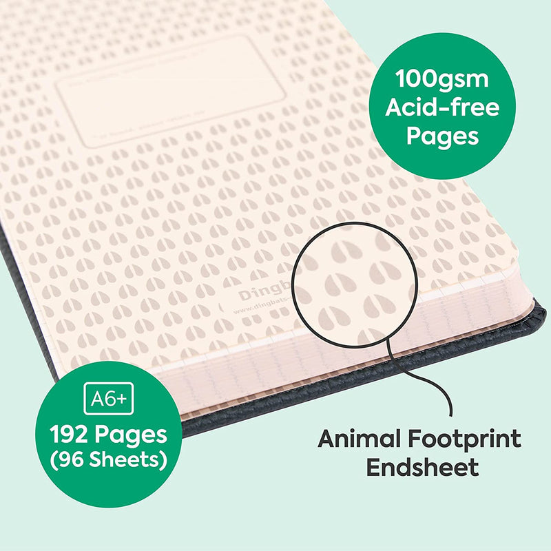 Dingbats Wildlife Grain Leather Hardcover Ruled Flip Pad with Elastic Band 100 Sheets - A6