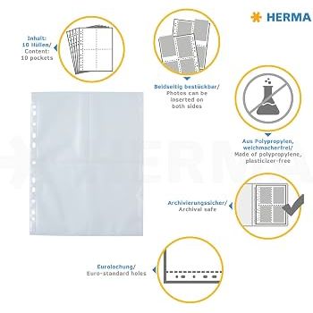 NEW Herma Photo Binder White 10x15cm Pockets 4/Sheet - Pack of 10 Sheets NEW Herma Photo Binder White 10x15cm Pockets 4/Sheet - Pack of 10 Sheets