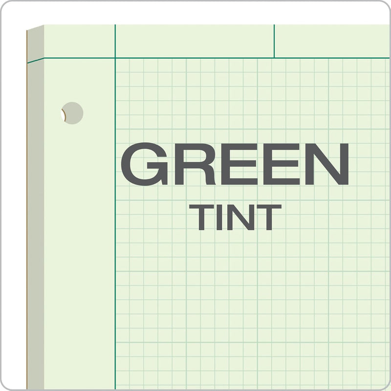 Ampad Engineer's Computation Graph Pad 5 Squares per Inch 8.5" x 11" Green - 50 Sheets