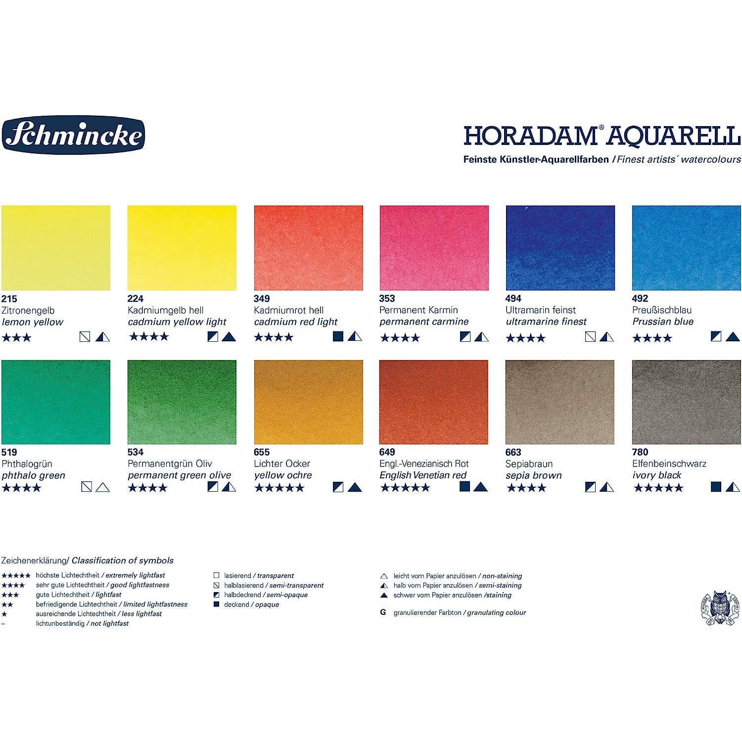 NEW Schmincke HORADAM Aquarell Fine Artists' Watercolours 12 x 5ml Tubes - Limited Quantity NEW Schmincke HORADAM Aquarell Fine Artists' Watercolours 12 x 5ml Tubes - Limited Quantity