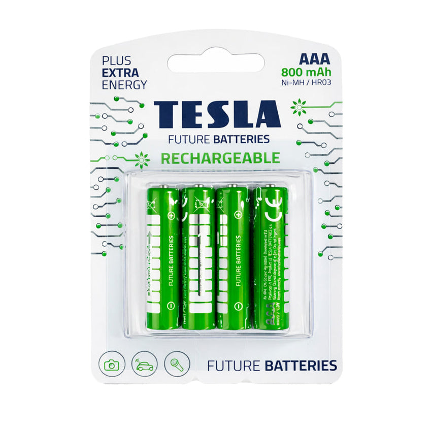 NEW TESLA Future Batteries Rechargeable+ AAA - Pack of 4 NEW TESLA Future Batteries Rechargeable+ AAA - Pack of 4