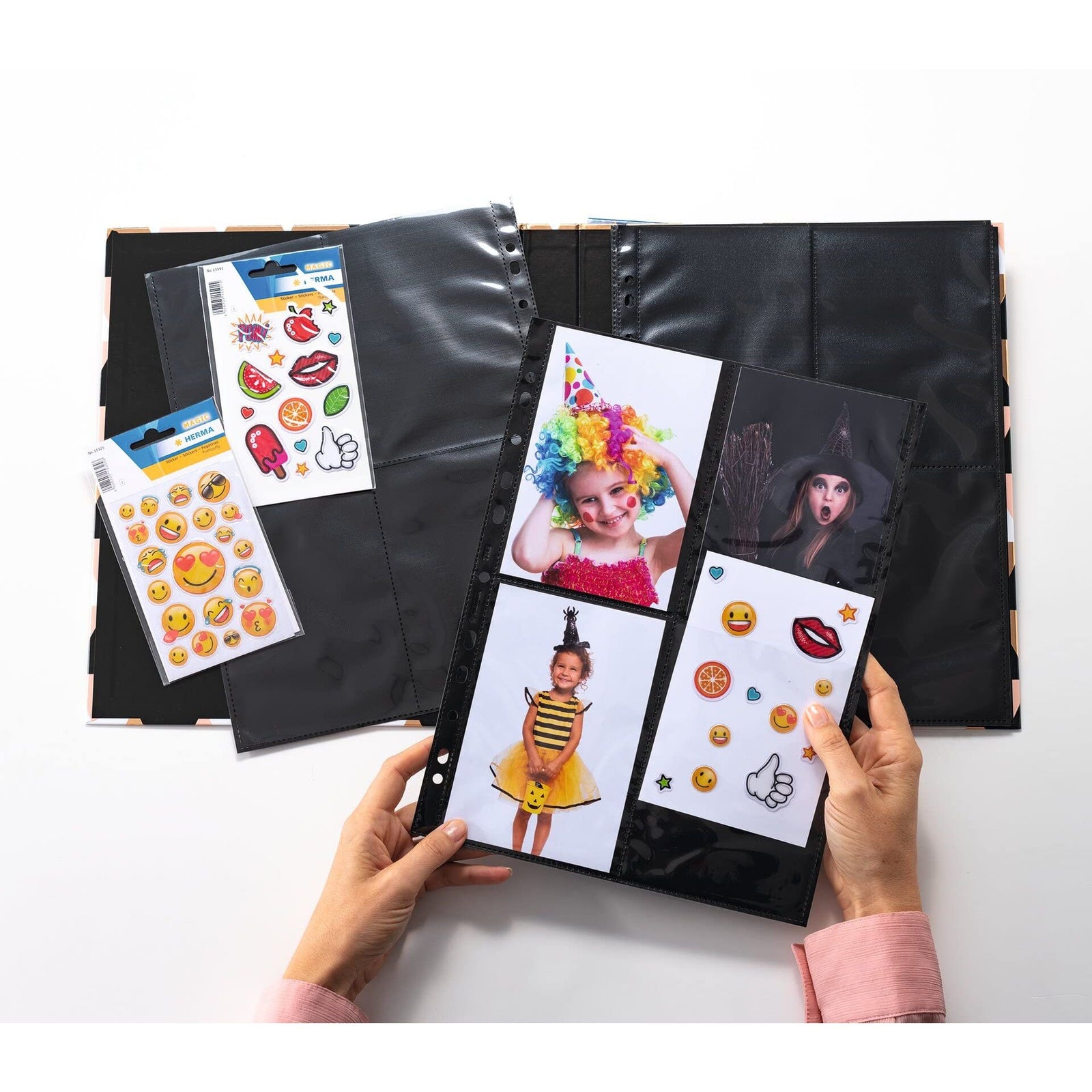 NEW Herma Photo Binder Black 10x15cm Pockets 4/Sheet - Pack of 10 Sheets NEW Herma Photo Binder Black 10x15cm Pockets 4/Sheet - Pack of 10 Sheets