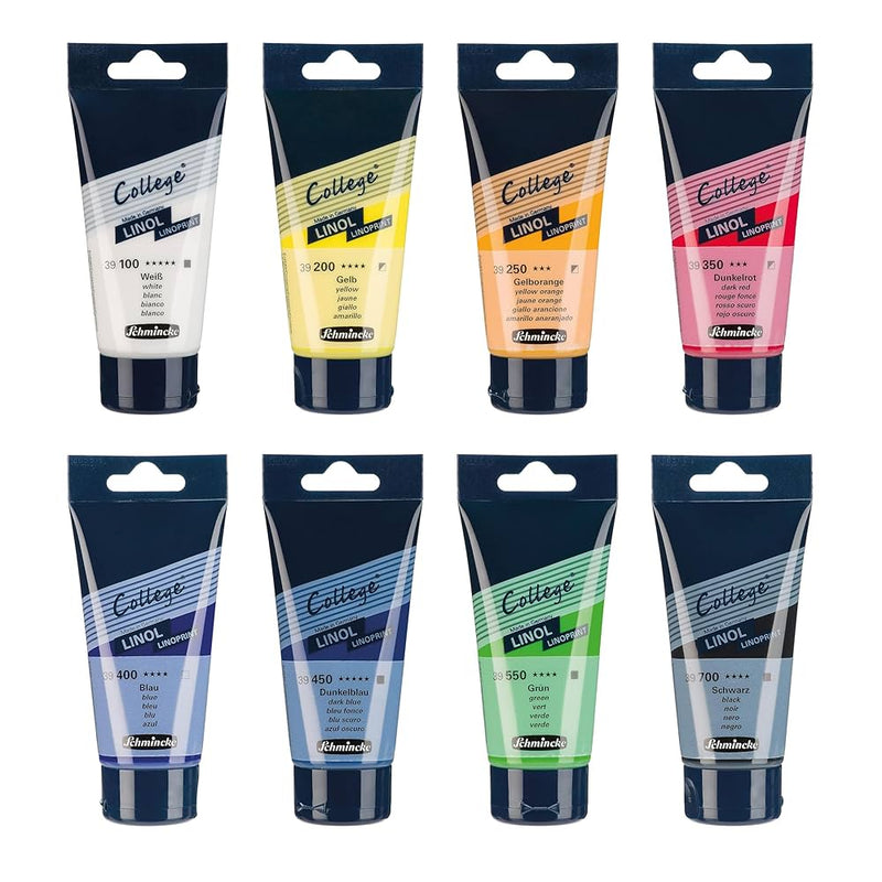 NEW Schmincke College Lino Print Colours Set 8x 75ml Tubes