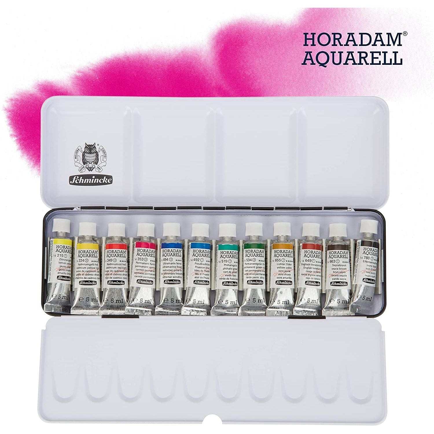 NEW Schmincke HORADAM Aquarell Fine Artists' Watercolours 12 x 5ml Tubes - Limited Quantity NEW Schmincke HORADAM Aquarell Fine Artists' Watercolours 12 x 5ml Tubes - Limited Quantity
