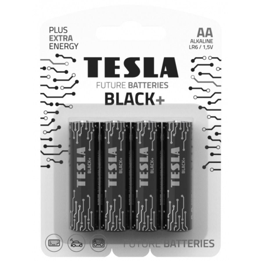 NEW TESLA Future Batteries Black+ Alkaline AA - Pack of 4