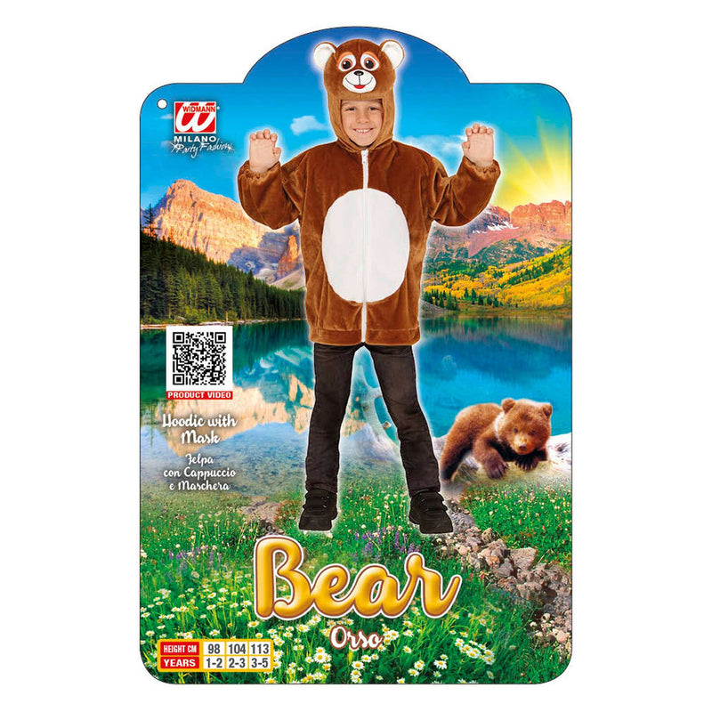 NEW W WIDMANN MILANO Party Fashion Kids Costume Bear Hoodie with Mask