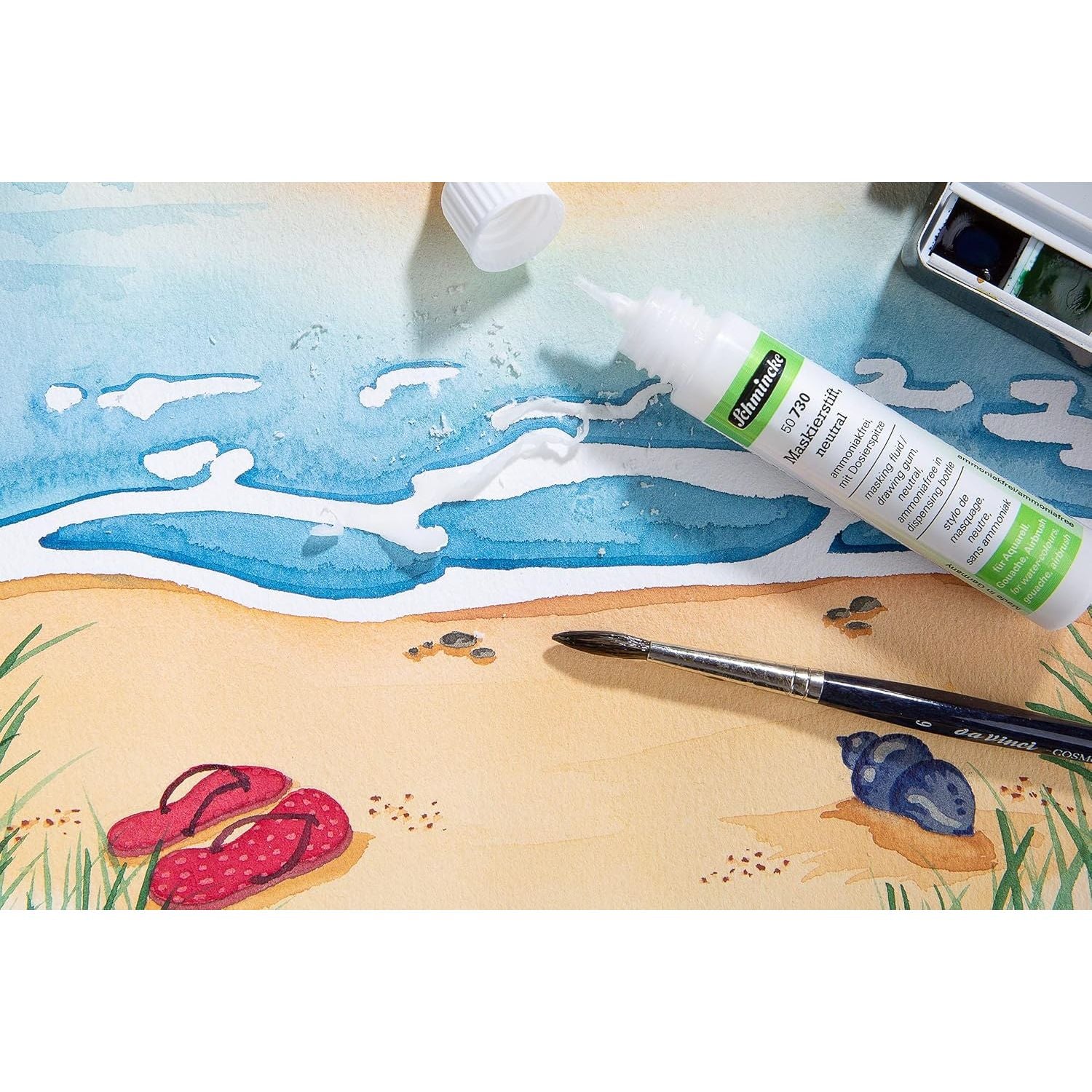 NEW Schmincke Watercolour, Gouache & Airbrush Medium Neutral Masking Liquid Drawing Gum 25ml - Nozzle Tube NEW Schmincke Watercolour, Gouache & Airbrush Medium Neutral Masking Liquid Drawing Gum 25ml - Nozzle Tube
