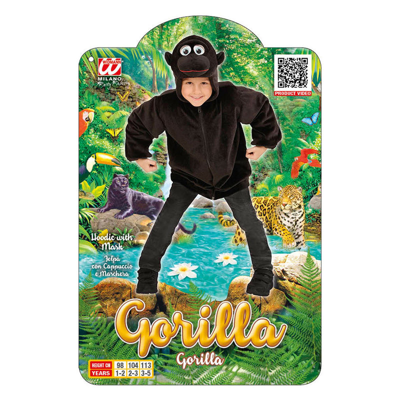 NEW W WIDMANN MILANO Party Fashion Kids Costume Gorilla Hoodie with Mask
