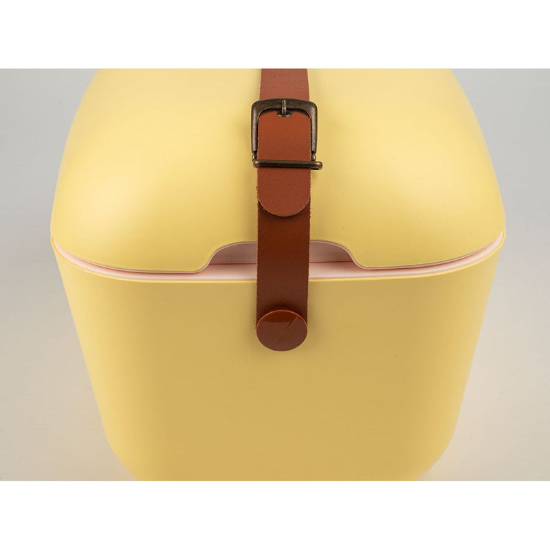 صندوق تبريد ايس بوكس بلاستيك ملون مع حزام جلد ٢٠ لتر بولاربوكس كلاسيك - اصفر / بني
