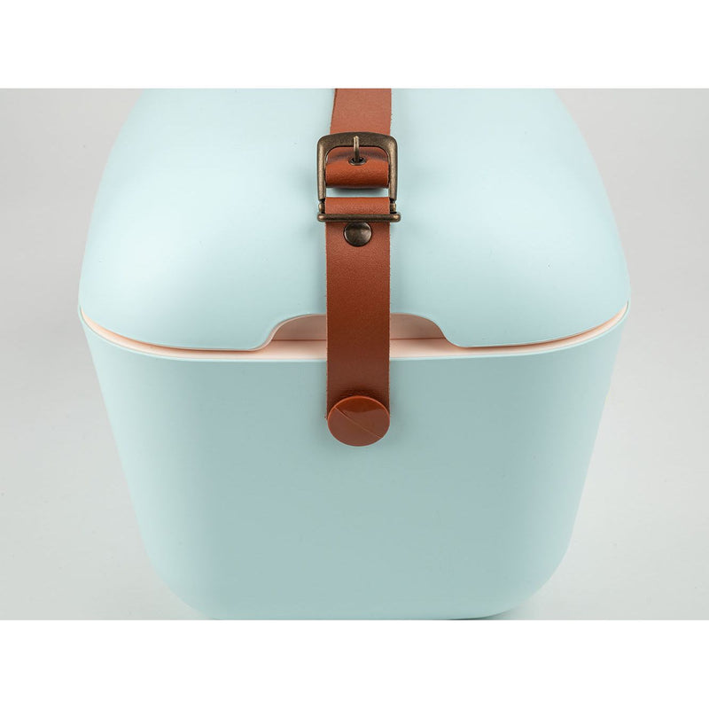 صندوق تبريد ايس بوكس بلاستيك ملون مع حزام جلد ٢٠ لتر بولاربوكس كلاسيك - ازرق / بني
