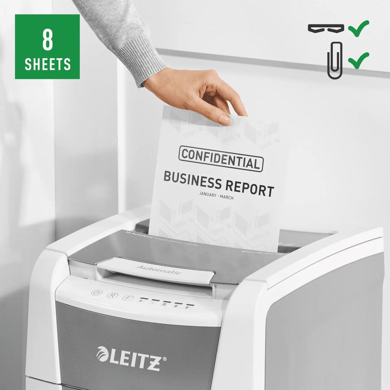 NEW Leitz Icon Auto Feed 150 Sheets P4 Cross Cut Shredder Machine - Office 150