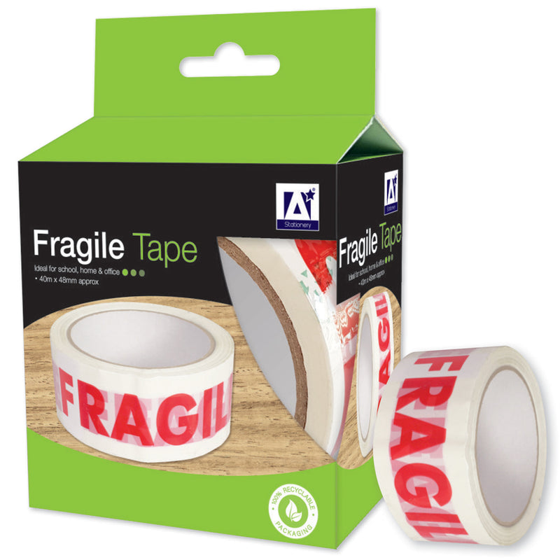 IG Design Group White Printed Red  Fragile Tape 48mm x 40 meter