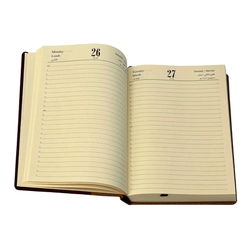 NEW Bassile 2026 Dual Tone Hard Cover Day to Page Diary Arabic/English - A5