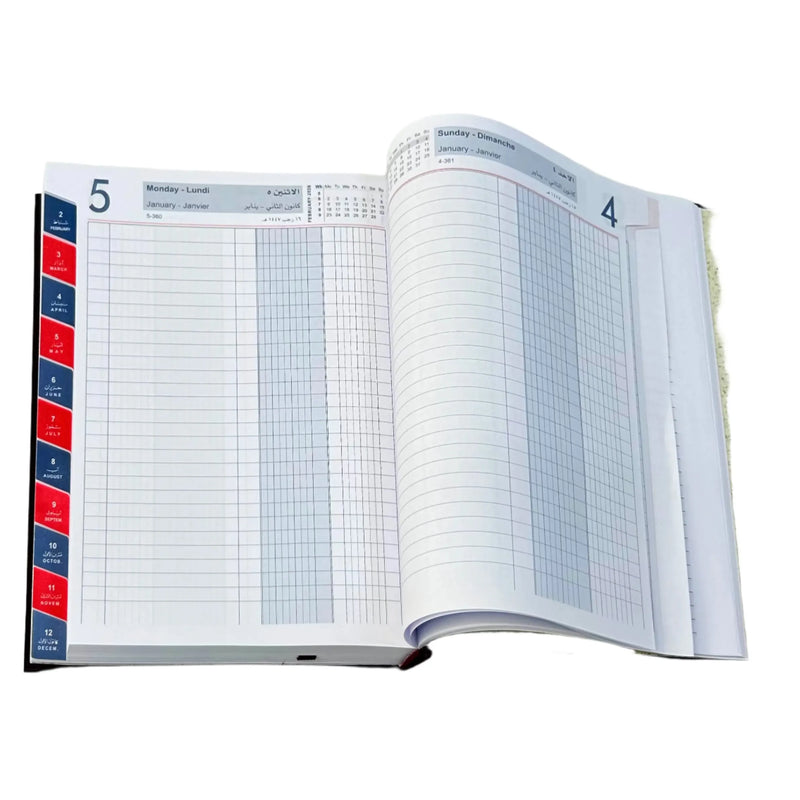 NEW Bassile 2026 Hard Cover Accounting Ledger Diary with Monthly Tabs - B5
